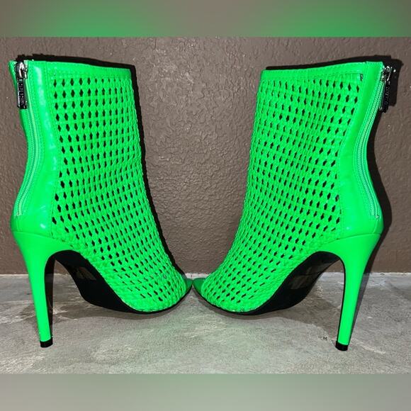 Cape Robbin Weave Peep Toe Booties w/Stiletto High Heels size 6.5 Nepn Green - Picture 13 of 14